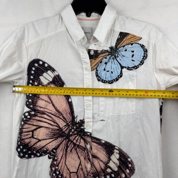 Maeve Anthropologie White Button Down Poplin Tunic Dress Butterfly Print XXS - Picture 7 of 10